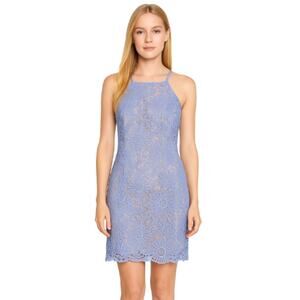 Francesca's Collection Periwinkle Oxford Blue Lace Mini Dress NWT Size L…